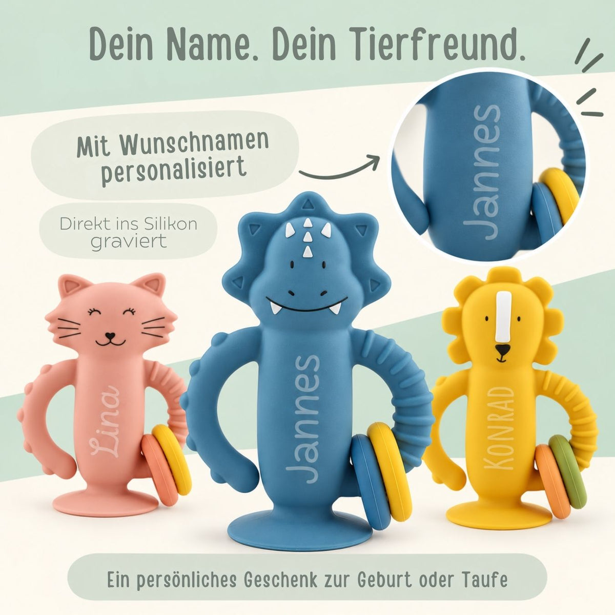 TRIXIE Sensorikspielzeug aus Silikon mit Saugnapf personalisiert - wunderwunsch