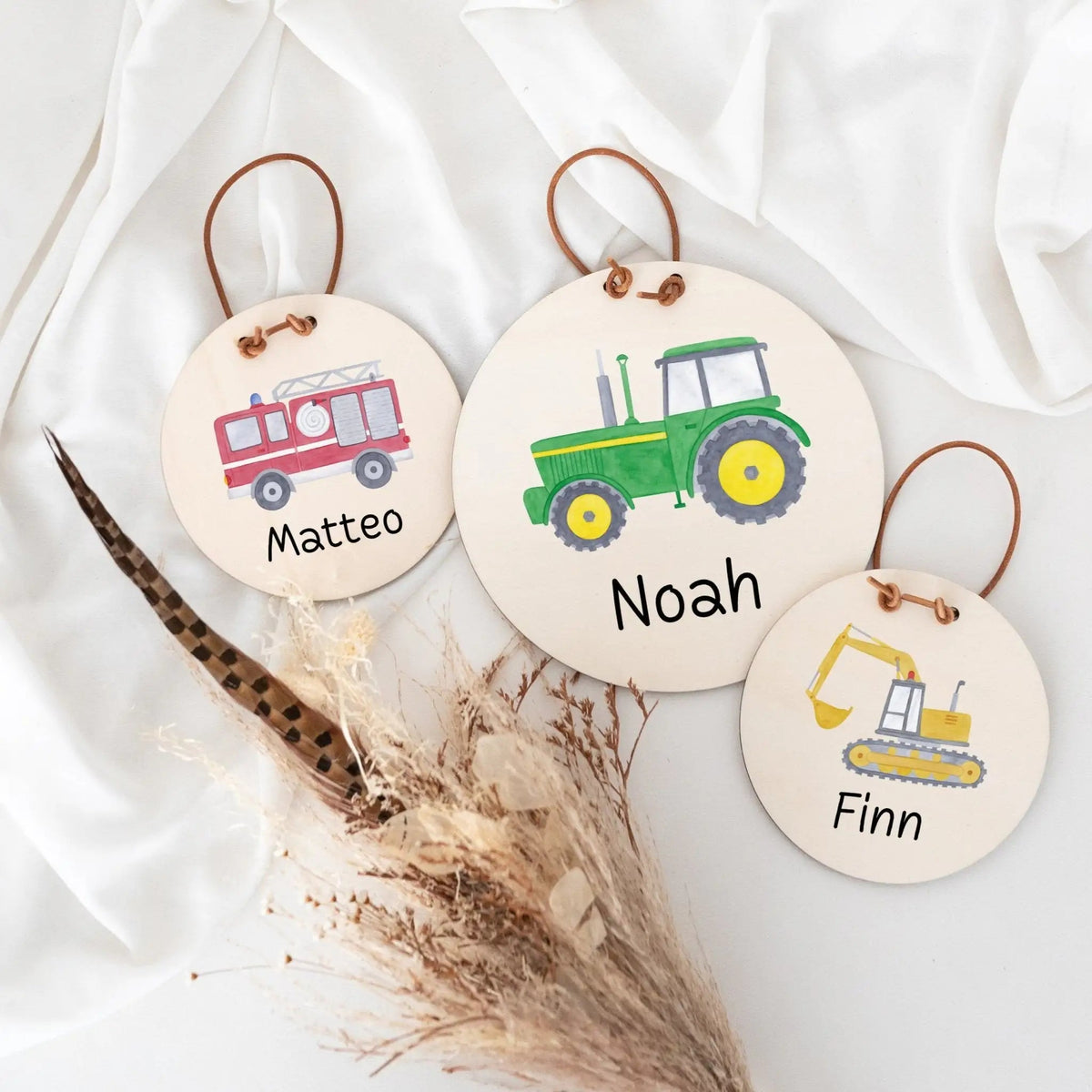 Türschild Kinderzimmer personalisiert - Fahrzeuge Aquarell - wunderwunsch