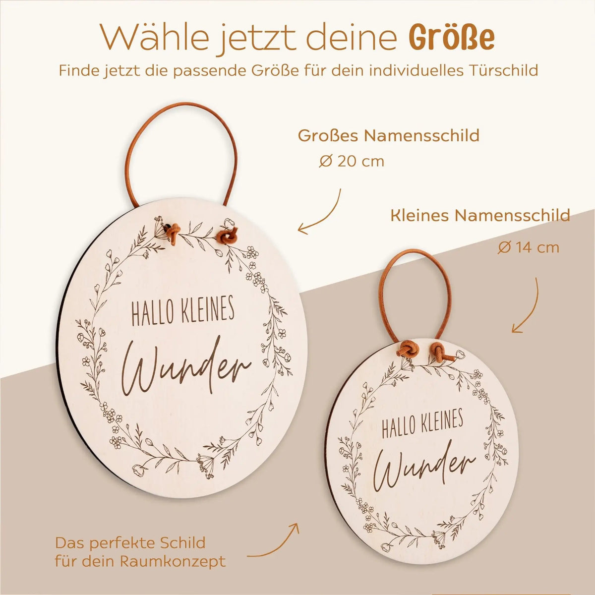Türschild Kinderzimmer personalisiert - Hallo kleines Wunder - wunderwunsch