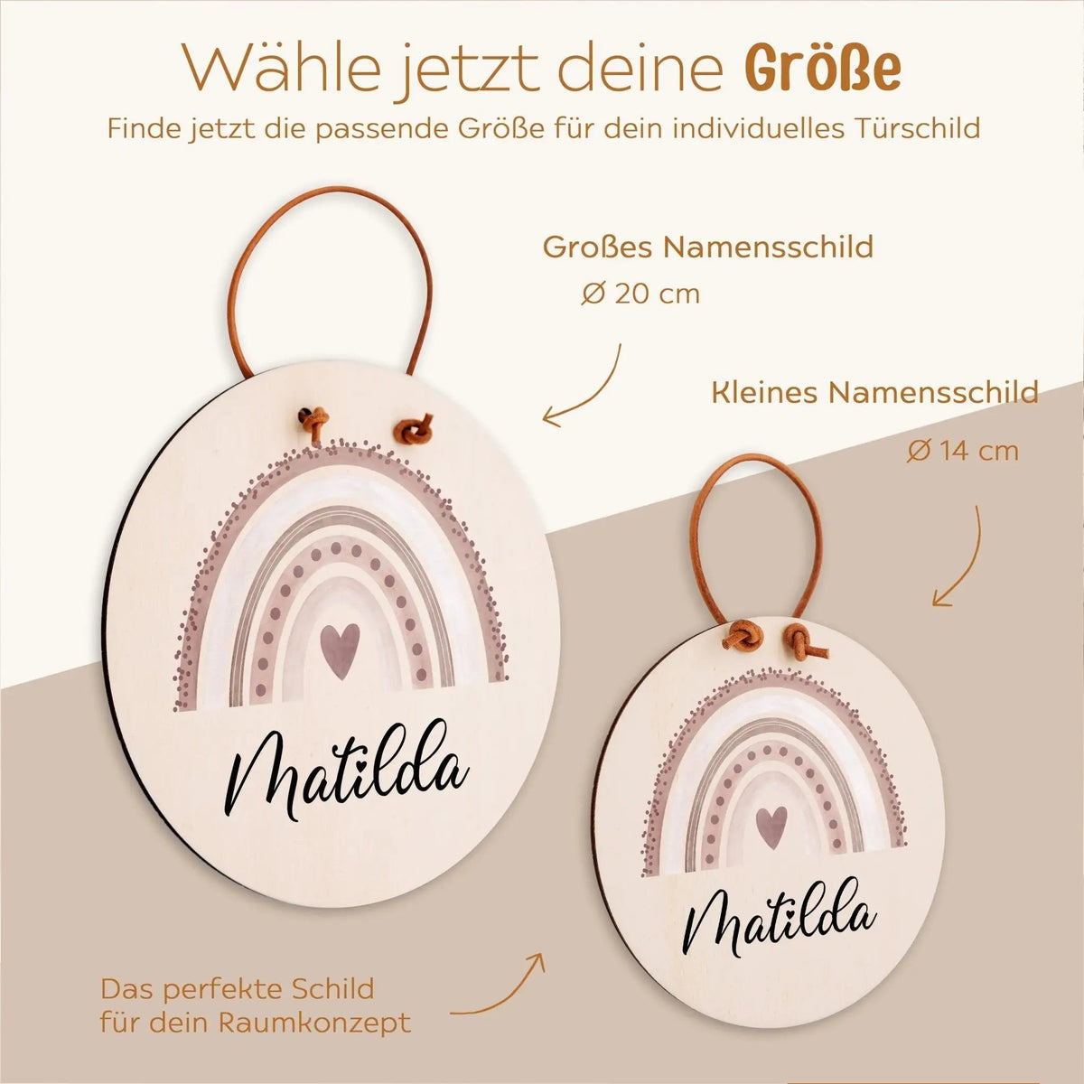 Türschild Kinderzimmer personalisiert - Regenbogen Punkte Aquarell - wunderwunsch