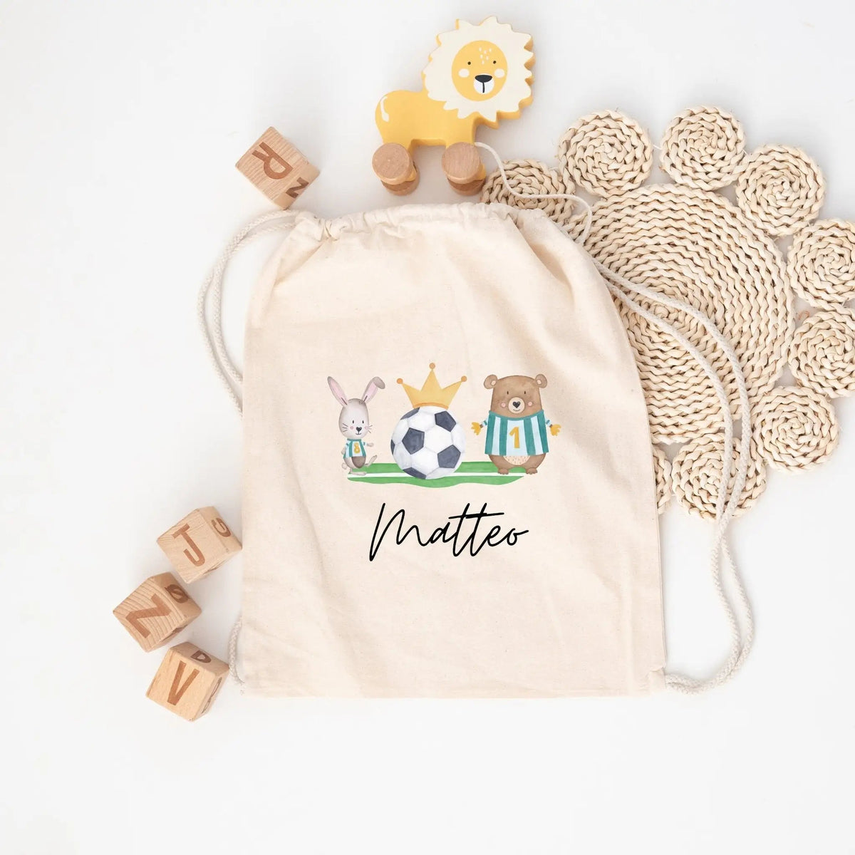 Turnbeutel "Fußball Tiere" personalisiert - wunderwunsch