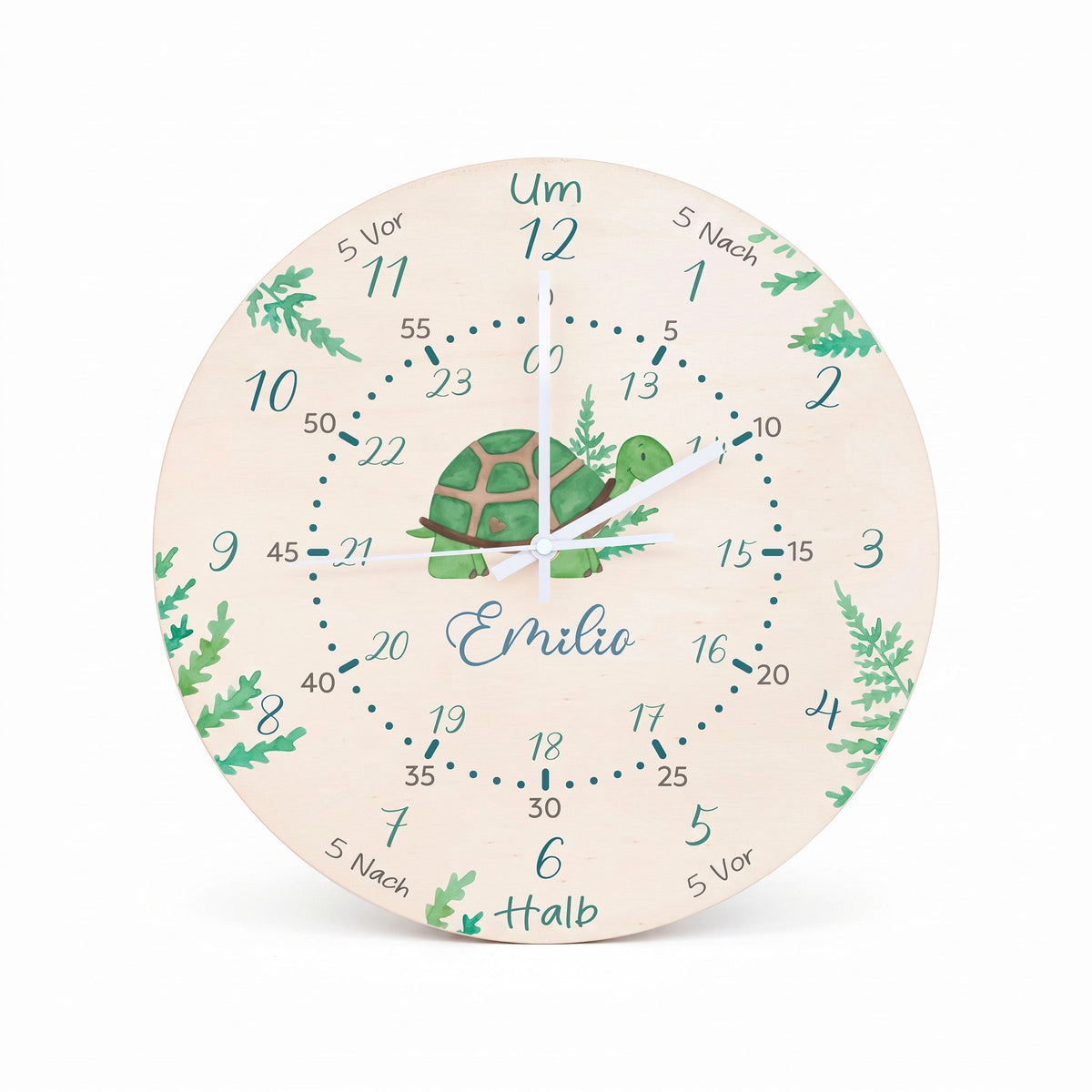 Wanduhr Kinder Holz personalisiert - Schildkröte - wunderwunsch