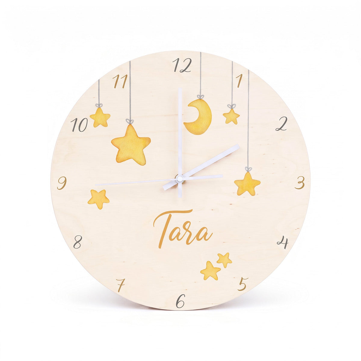 Wanduhr Kinder Holz personalisiert - Sterne - wunderwunsch