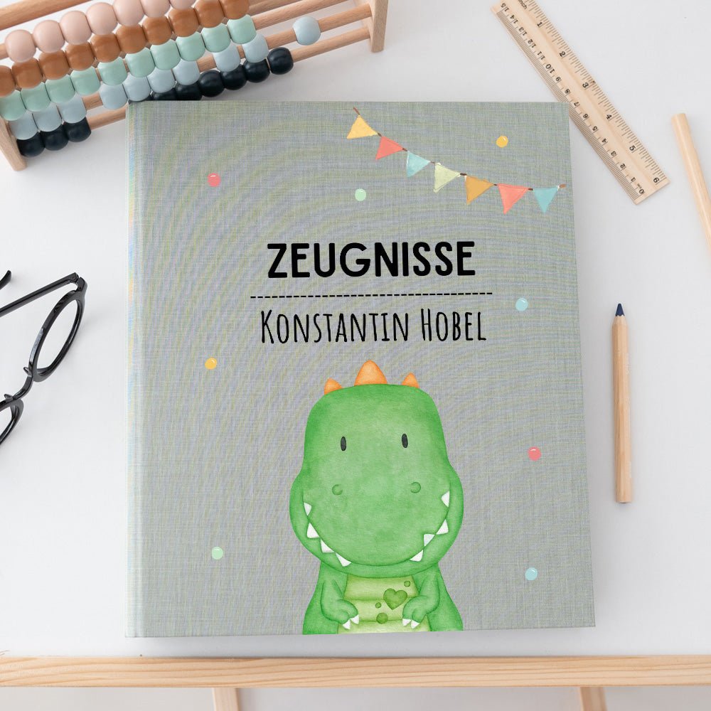 Zeugnismappe Stoff personalisiert - Tier Girlande Aquarell - wunderwunsch
